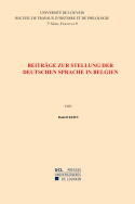 Beiträge zur Stellung der deutschen Sprache in Belgien