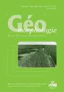 Géomorphologie : relief, processus, environnement, 2016, vol. 22, n° 4