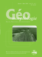 Géomorphologie : relief, processus, environnement, 2016, vol. 22, n° 1